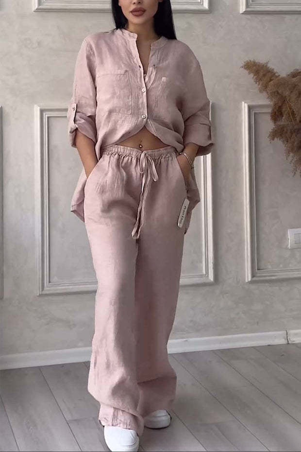 Everyday Cotton-Linen Blouse Pants Set