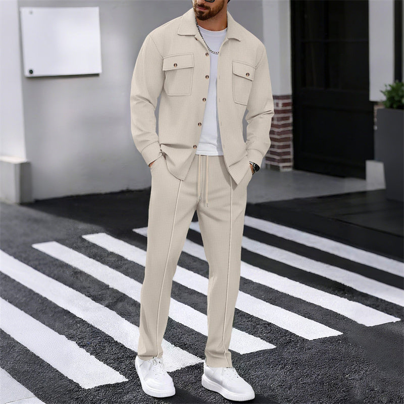 New Spring Arrivals Waffle Button Jacket Set