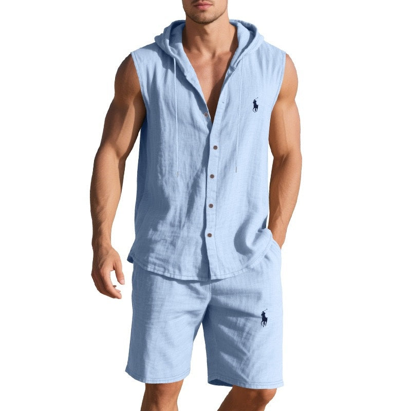 Breeze Linen Sleeveless Hoodie Set – Neat Aura