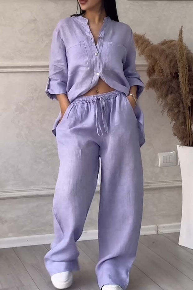 Everyday Cotton-Linen Blouse Pants Set