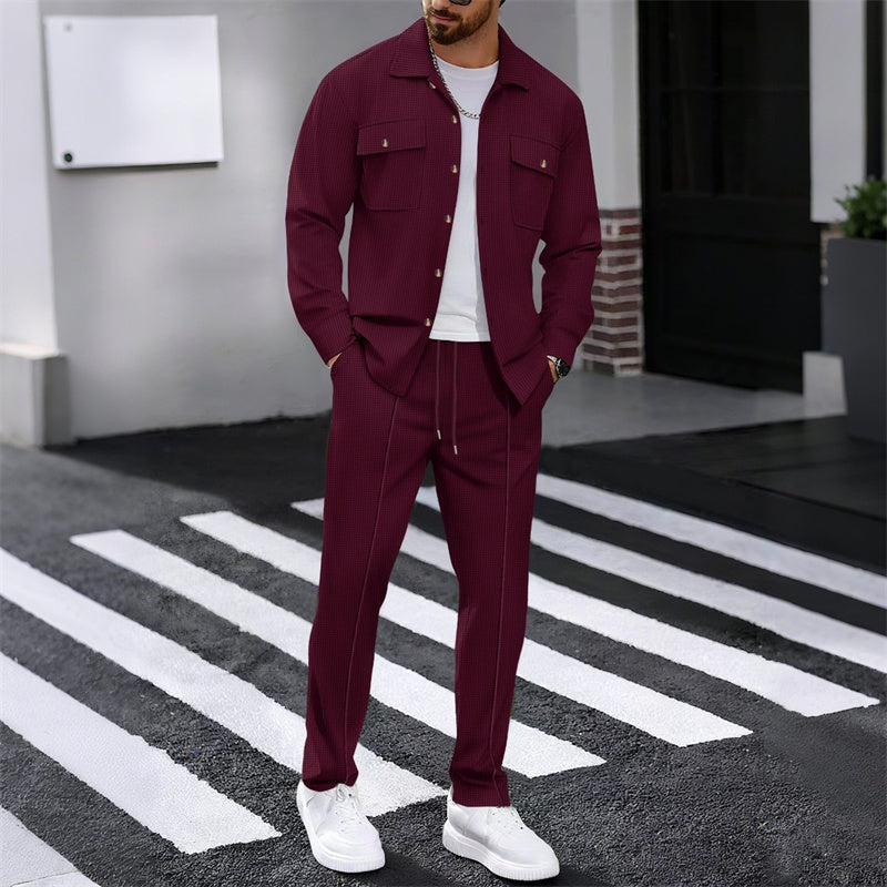 New Spring Arrivals Waffle Button Jacket Set