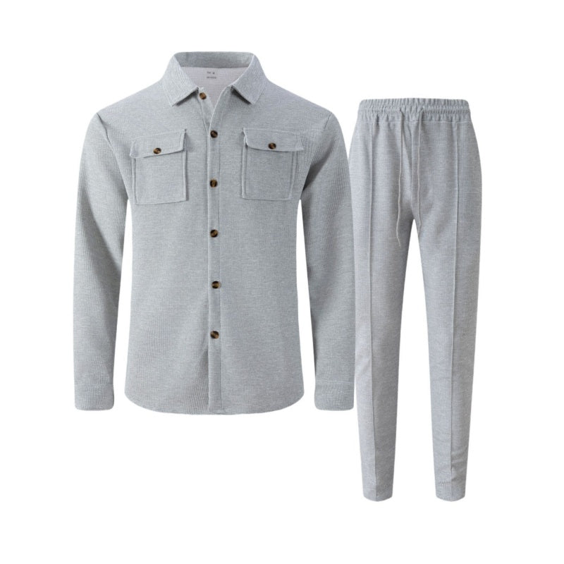 New Spring Arrivals Waffle Button Jacket Set