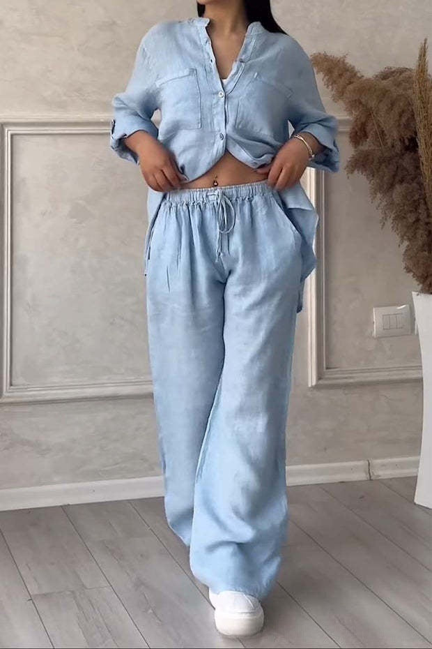 Everyday Cotton-Linen Blouse Pants Set