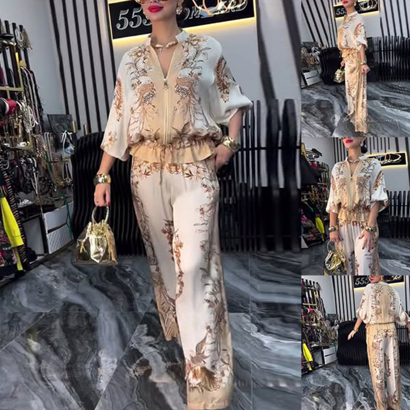 Plus Size Zip TwoPiece Set