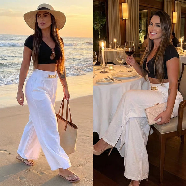 High Waist Wide Leg Trousers