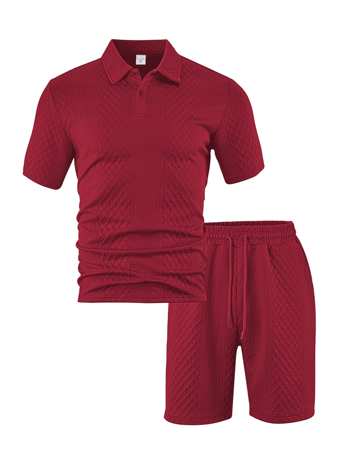 Men's Textured 2-Piece Polo & Shorts Set | Limited Time Sale