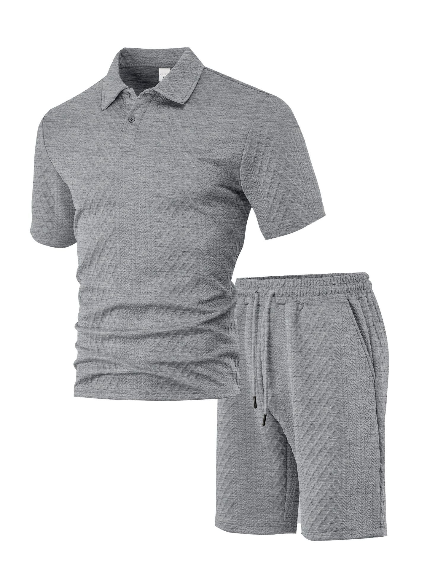 Men's Textured 2-Piece Polo & Shorts Set | Limited Time Sale