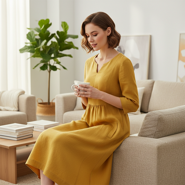 Everyday V-Neck Midi Pocketed Dress