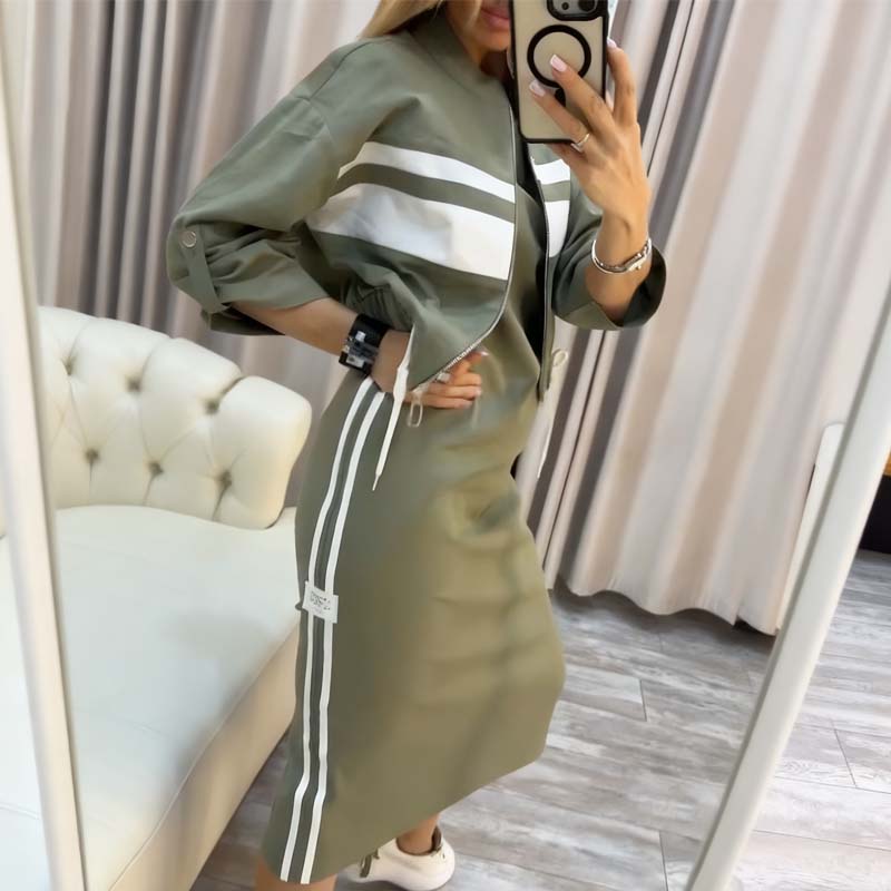 Chic Collar Jacket Dress Set