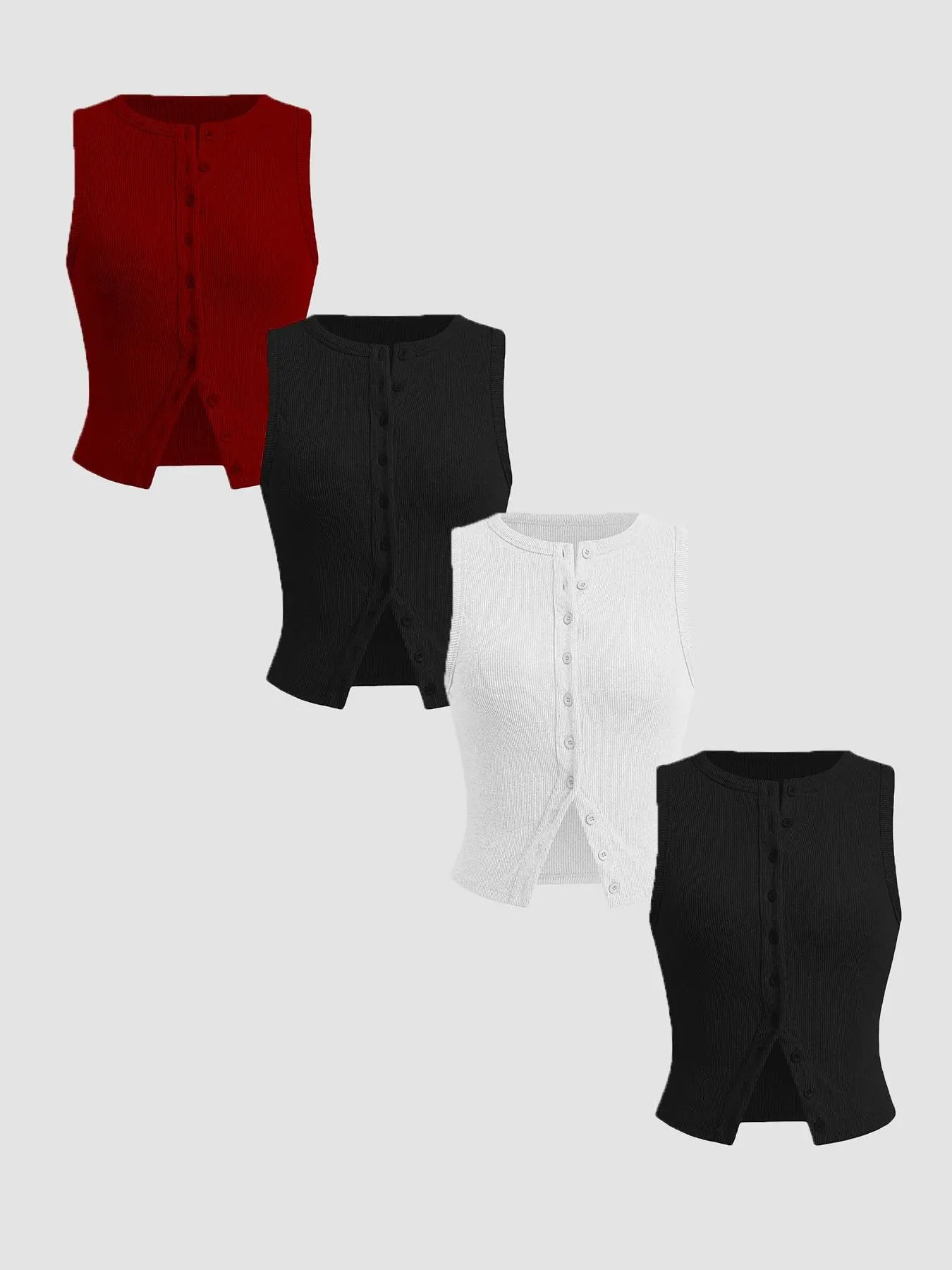 Everyday Ribbed Button Front Tank