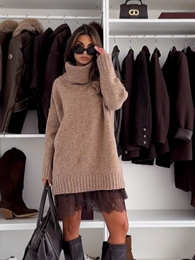 CozyLayer Knit Dress Set