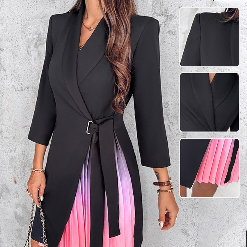 Ombre Pleated Blazer Dress